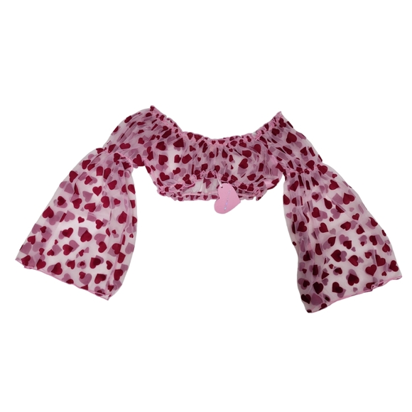 Sugar Thrills Flocked Chiffon Crop Top - Picture 7 of 11